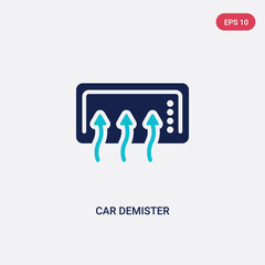 two color car demister vector icon from car parts concept. isolated blue car demister vector sign symbol can be use for web, mobile and logo. eps 10