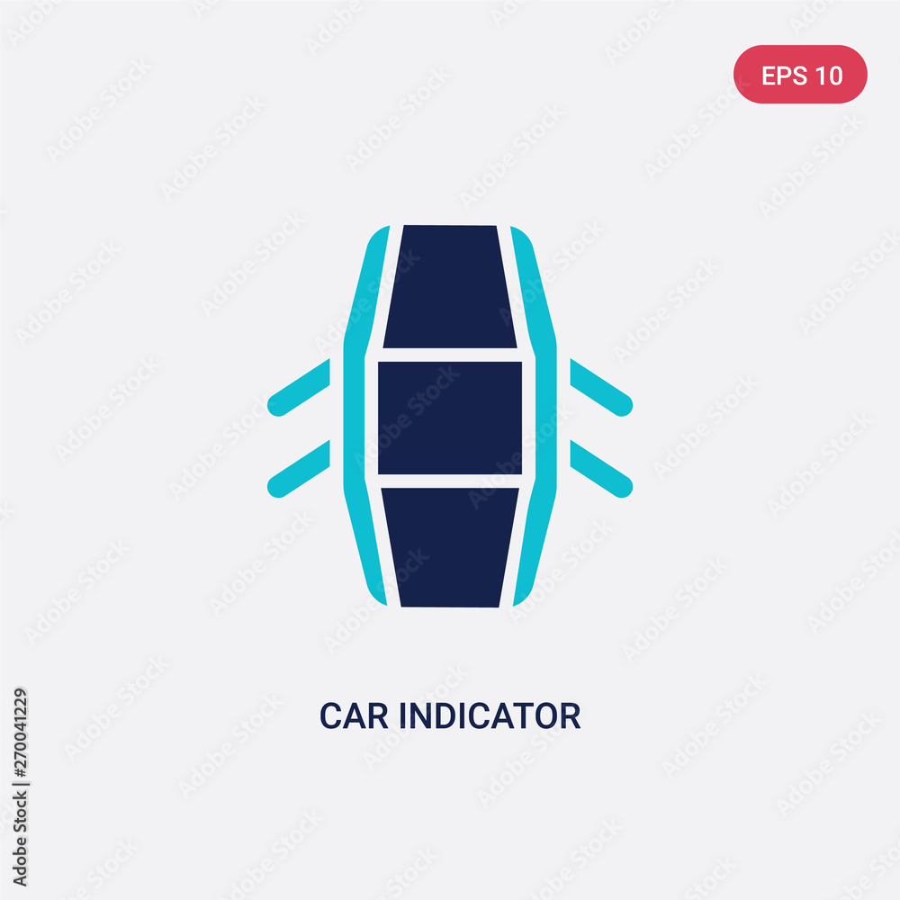 Poster two color car indicator vector icon from car parts concept. isolated blue car indicator vector sign 