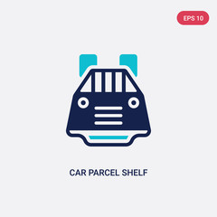 two color car parcel shelf vector icon from car parts concept. isolated blue car parcel shelf vector sign symbol can be use for web, mobile and logo. eps 10