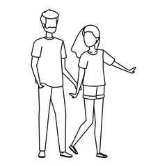 young couple lovers avatars characters