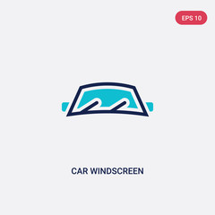 two color car windscreen vector icon from car parts concept. isolated blue car windscreen vector sign symbol can be use for web, mobile and logo. eps 10 - obrazy, fototapety, plakaty