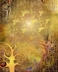 Cercles muraux Pour elle Contexte dans le style de Klimt