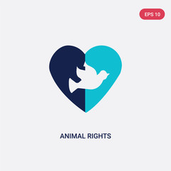 two color animal rights vector icon from charity concept. isolated blue animal rights vector sign symbol can be use for web, mobile and logo. eps 10