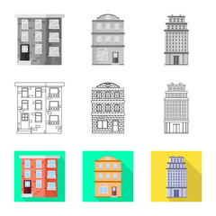 Isolated object of municipal and center symbol. Collection of municipal and estate   vector icon for stock.