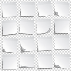 Realistic sticky note. White paper. Message on notepaper. Reminder. Eps10 vector.