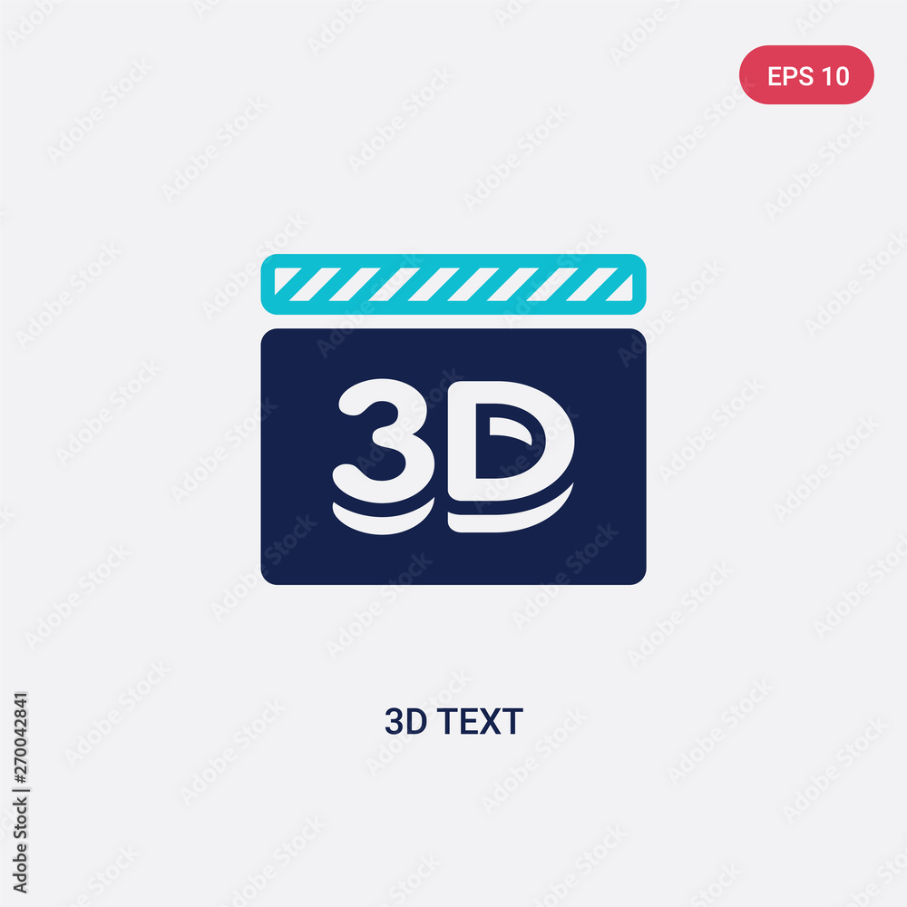 Poster two color 3d text vector icon from cinema concept. isolated blue 3d text vector sign symbol can be u