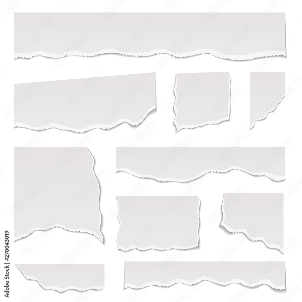 Canvas Prints Realistic Detailed 3d White Ripped Notebook Paper Set. Vector