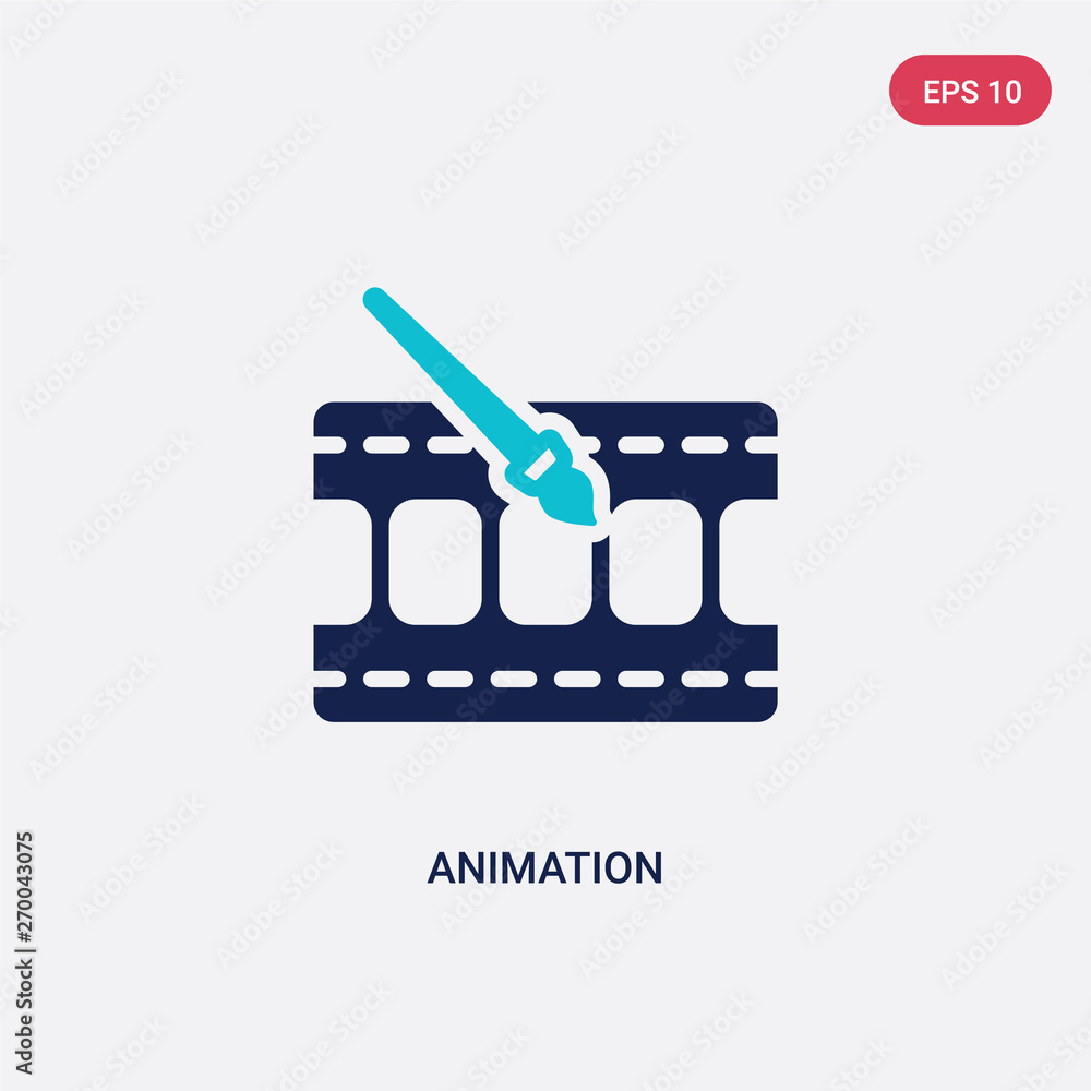 Poster two color animation vector icon from cinema concept. isolated blue animation vector sign symbol can 