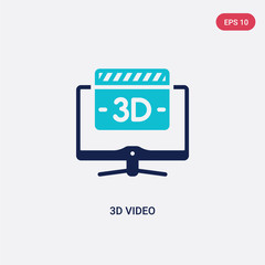 two color 3d video vector icon from cinema concept. isolated blue 3d video vector sign symbol can be use for web, mobile and logo. eps 10