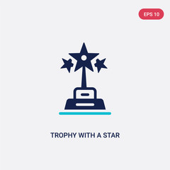 two color trophy with a star vector icon from cinema concept. isolated blue trophy with a star vector sign symbol can be use for web, mobile and logo. eps 10