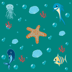 Children's colorful pattern sea creatures
