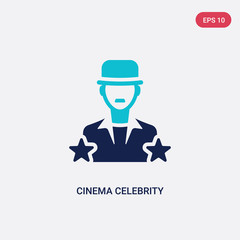 two color cinema celebrity vector icon from cinema concept. isolated blue cinema celebrity vector sign symbol can be use for web, mobile and logo. eps 10