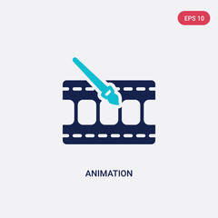 two color animation vector icon from cinema concept. isolated blue animation vector sign symbol can be use for web, mobile and logo. eps 10