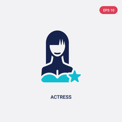 two color actress vector icon from cinema concept. isolated blue actress vector sign symbol can be use for web, mobile and logo. eps 10