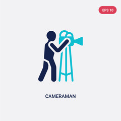 two color cameraman vector icon from cinema concept. isolated blue cameraman vector sign symbol can be use for web, mobile and logo. eps 10