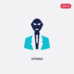 two color hitman vector icon from cinema concept. isolated blue hitman vector sign symbol can be use for web, mobile and logo. eps 10