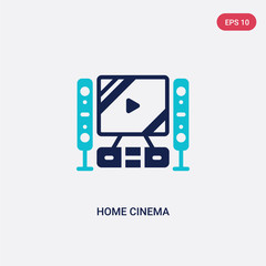 two color home cinema vector icon from cinema concept. isolated blue home cinema vector sign symbol can be use for web, mobile and logo. eps 10