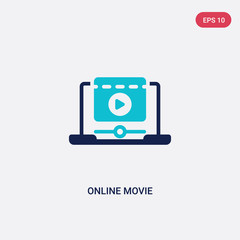 two color online movie vector icon from cinema concept. isolated blue online movie vector sign symbol can be use for web, mobile and logo. eps 10