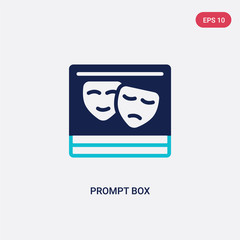 two color prompt box vector icon from cinema concept. isolated blue prompt box vector sign symbol can be use for web, mobile and logo. eps 10