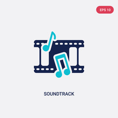 two color soundtrack vector icon from cinema concept. isolated blue soundtrack vector sign symbol can be use for web, mobile and logo. eps 10