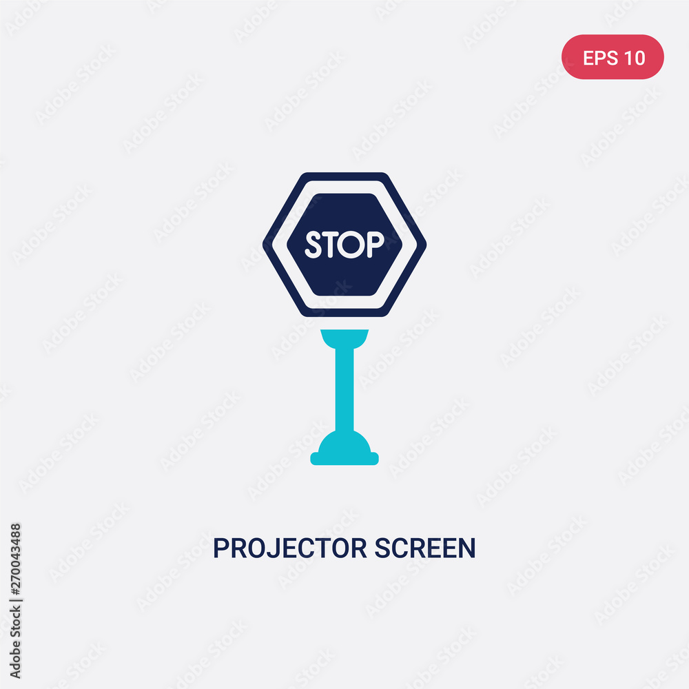 Poster two color projector screen vector icon from cinema concept. isolated blue projector screen vector si
