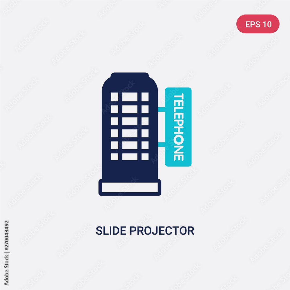 Poster two color slide projector vector icon from cinema concept. isolated blue slide projector vector sign