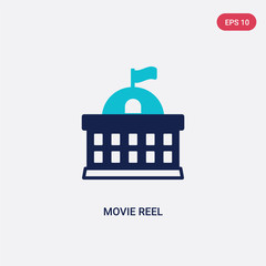 Obraz premium two color movie reel vector icon from cinema concept. isolated blue movie reel vector sign symbol can be use for web, mobile and logo. eps 10