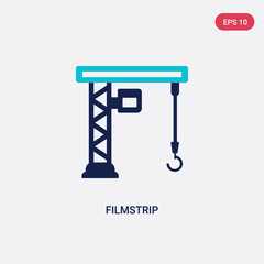 two color filmstrip vector icon from cinema concept. isolated blue filmstrip vector sign symbol can be use for web, mobile and logo. eps 10