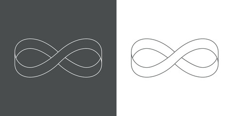 Icono plano lineal infinito con cinta en gris y blanco © teracreonte