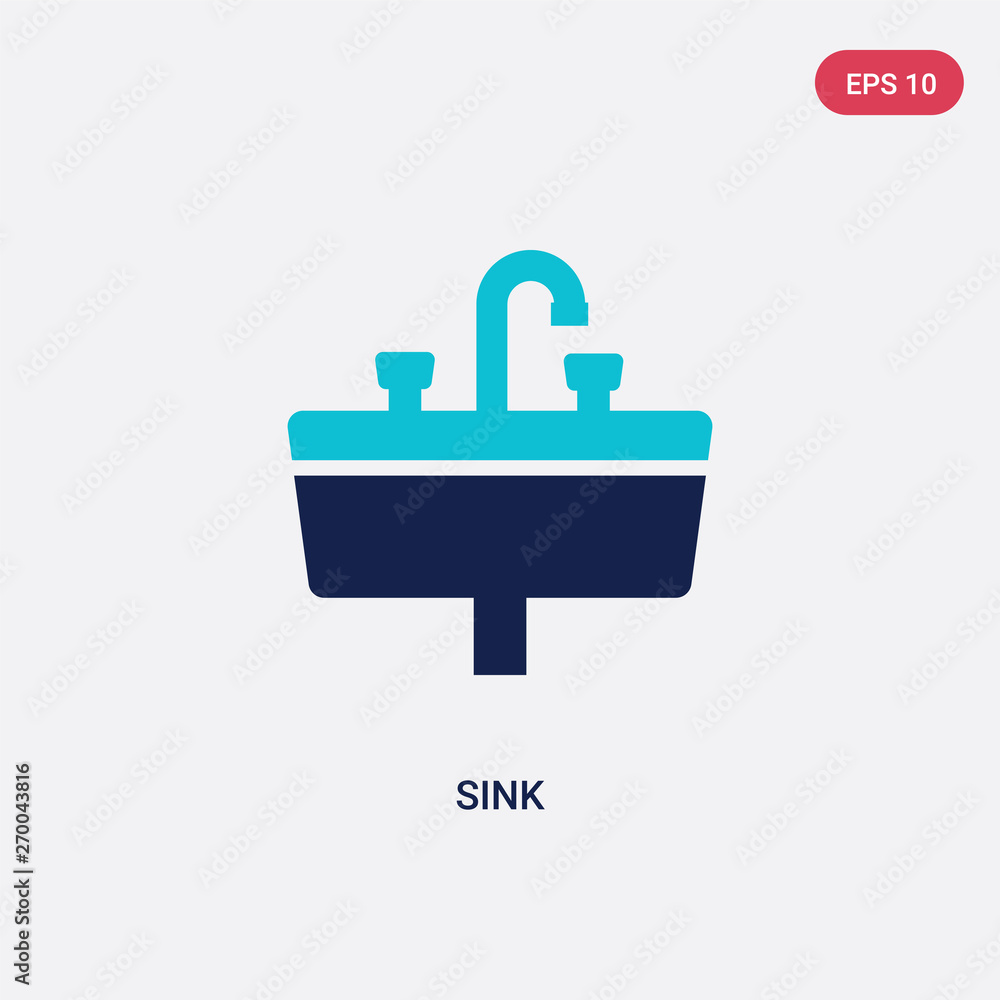 Poster two color sink vector icon from cleaning concept. isolated blue sink vector sign symbol can be use f