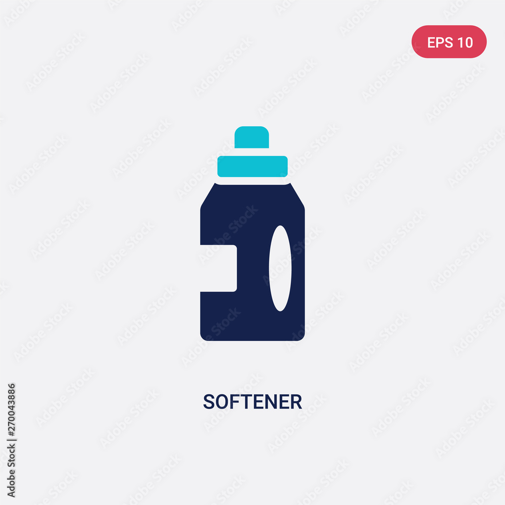 Poster two color softener vector icon from cleaning concept. isolated blue softener vector sign symbol can 