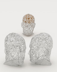 Abstract concept colorful of men and his brain. 3d rendering