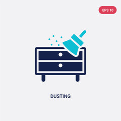 two color dusting vector icon from cleaning concept. isolated blue dusting vector sign symbol can be use for web, mobile and logo. eps 10