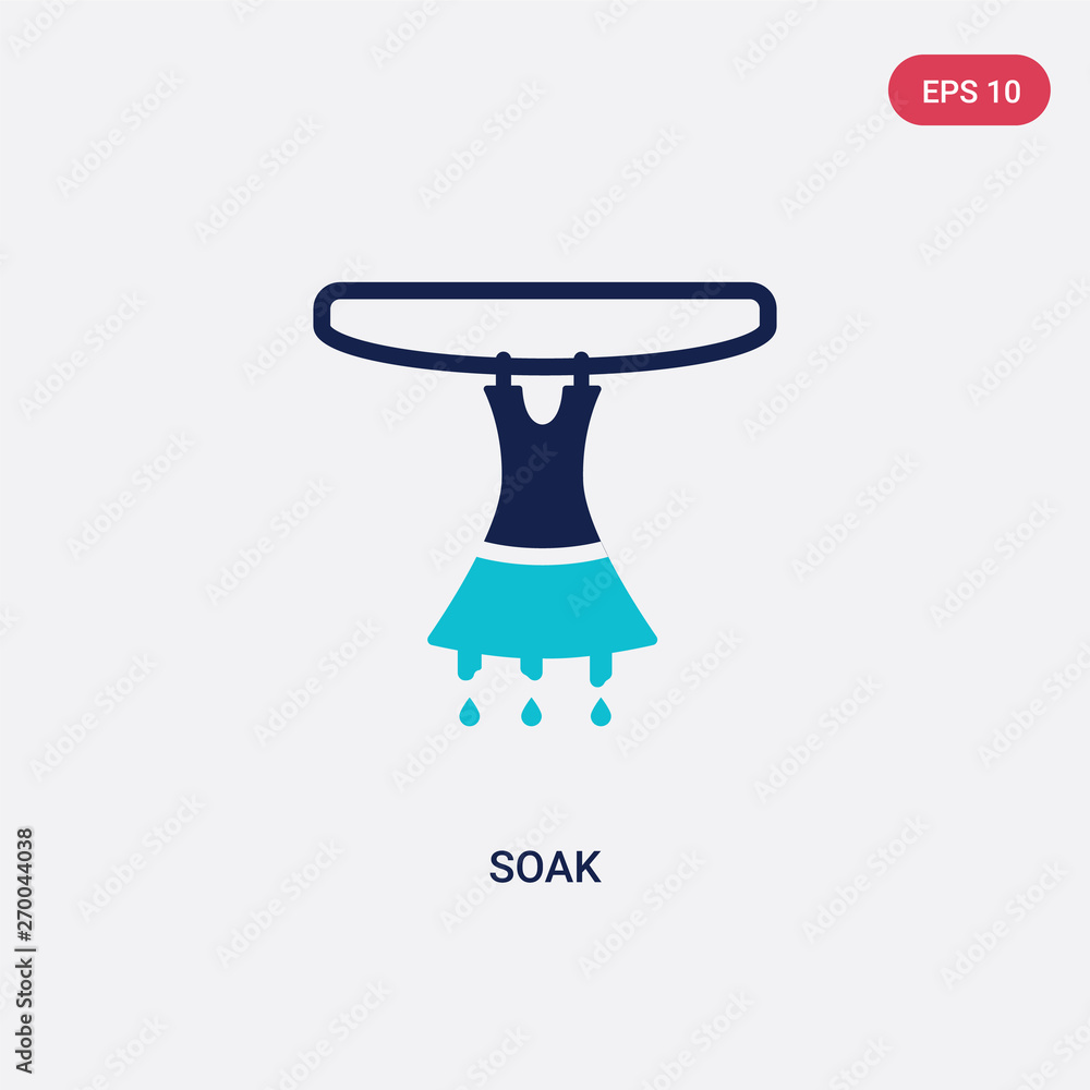 Poster two color soak vector icon from cleaning concept. isolated blue soak vector sign symbol can be use f