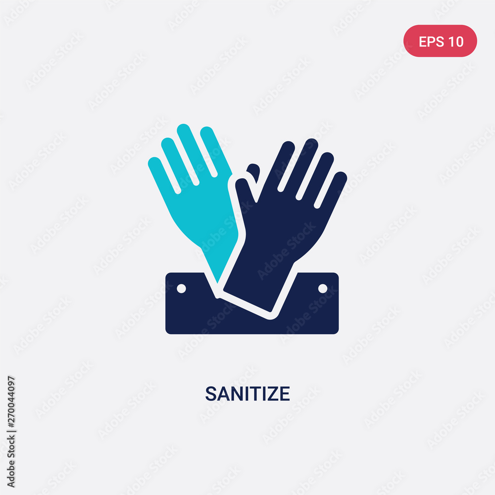 Poster two color sanitize vector icon from cleaning concept. isolated blue sanitize vector sign symbol can 