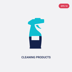 two color cleaning products vector icon from cleaning concept. isolated blue cleaning products vector sign symbol can be use for web, mobile and logo. eps 10