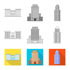 Vector illustration of municipal and center symbol. Set of municipal and estate   stock vector illustration.