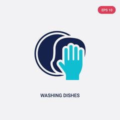 two color washing dishes vector icon from cleaning concept. isolated blue washing dishes vector sign symbol can be use for web, mobile and logo. eps 10