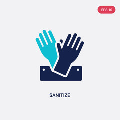 two color sanitize vector icon from cleaning concept. isolated blue sanitize vector sign symbol can be use for web, mobile and logo. eps 10