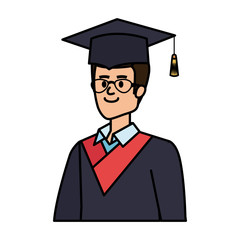 young man student graduated with glasses