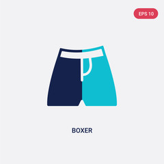 two color boxer vector icon from clothes concept. isolated blue boxer vector sign symbol can be use for web, mobile and logo. eps 10