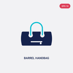 two color barrel handbag vector icon from clothes concept. isolated blue barrel handbag vector sign symbol can be use for web, mobile and logo. eps 10