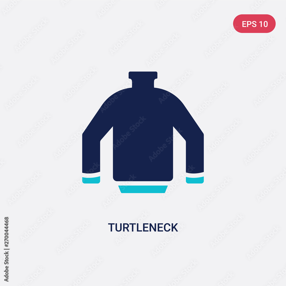 Poster two color turtleneck vector icon from clothes concept. isolated blue turtleneck vector sign symbol c