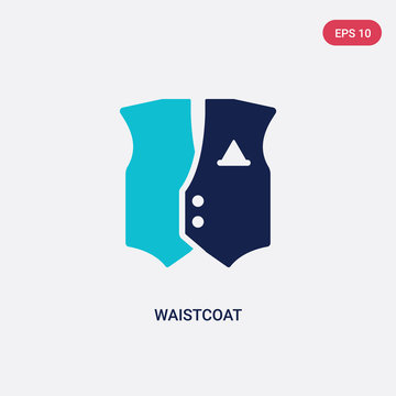 two color waistcoat vector icon from clothes concept. isolated blue waistcoat vector sign symbol can be use for web, mobile and logo. eps 10
