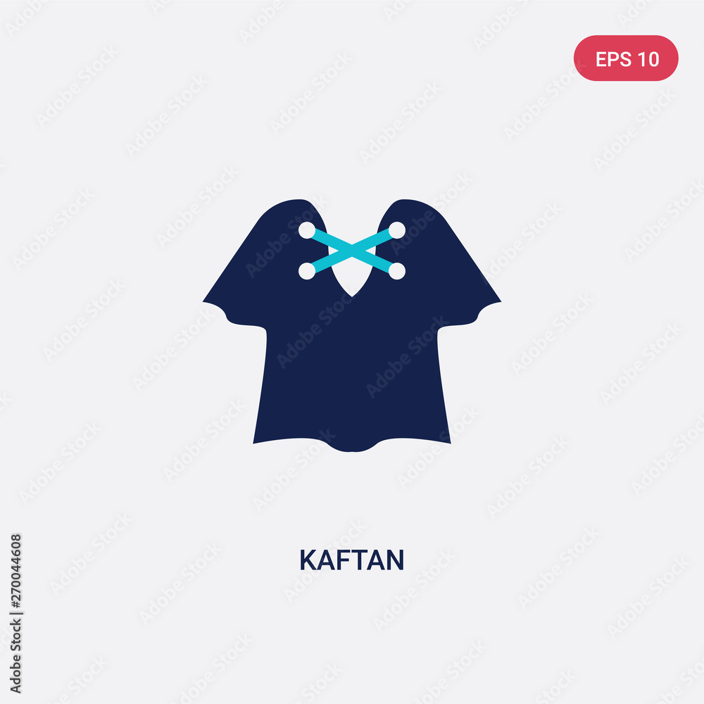 Poster two color kaftan vector icon from clothes concept. isolated blue kaftan vector sign symbol can be us