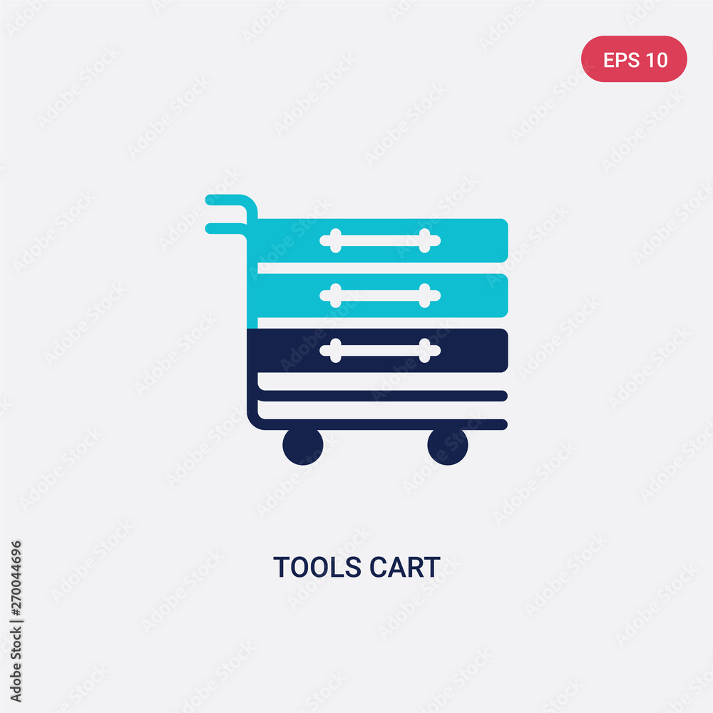 Poster two color tools cart vector icon from commerce concept. isolated blue tools cart vector sign symbol 