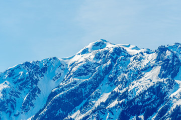 Fototapeta na wymiar View of snow mountains in British Columbia, Canada.