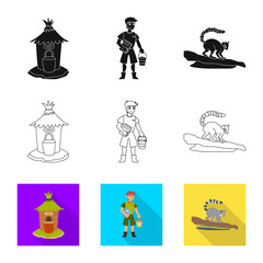 Vector illustration of nature  and fun  icon. Set of nature  and entertainment vector icon for stock.