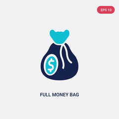 two color full money bag vector icon from commerce concept. isolated blue full money bag vector sign symbol can be use for web, mobile and logo. eps 10