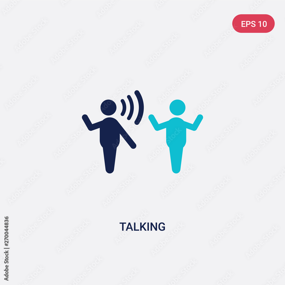 Poster two color talking vector icon from communication concept. isolated blue talking vector sign symbol c
